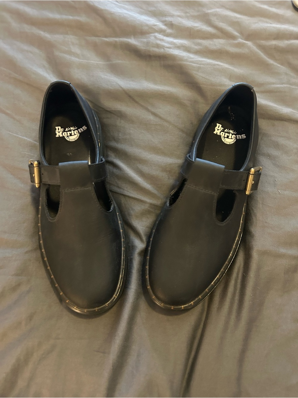 Dr. Martens Black Leather Mary Jane Slip-On Loafers with Buckle - Picture 2 of 8